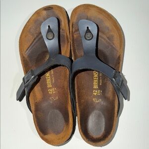 Birkenstock Black Gizeh Suede Footbed Thongs